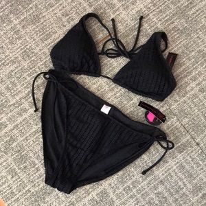 Black Crochet Pattern Bikini